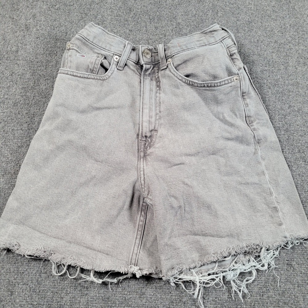 Vintage Tommy Jeans Mom Denim‎ Shorts Womens 25 Gray Cutoff Frayed Hem High Rise